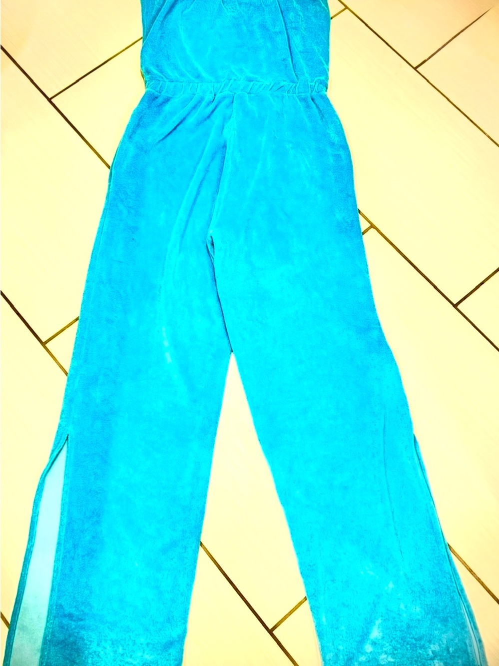 Monrow Sky Blue Strapless Terry Jumpsuit - Picture 5 of 6